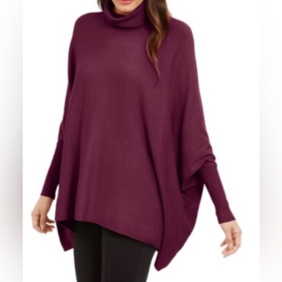 NWOT Women's Turtleneck Poncho Sweater. Color: Malbec. Size: (XL). - Picture 3 of 9